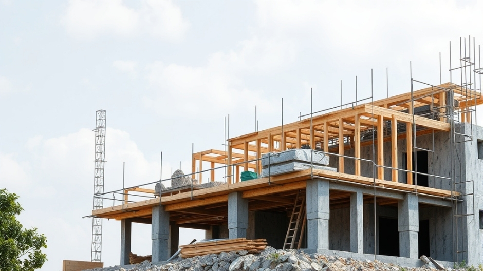 Quy trình xây dựng phần thô thường bắt đầu từ bước chuẩn bị mặt bằng, khảo sát địa hình, đo đạc để xác định vị trí thi công chính xác