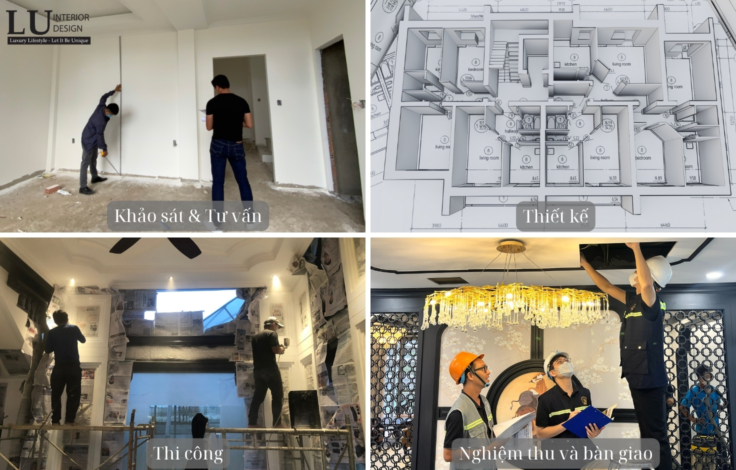 Tổng quan về quy trình thi công nội thất biệt thự của LU Design