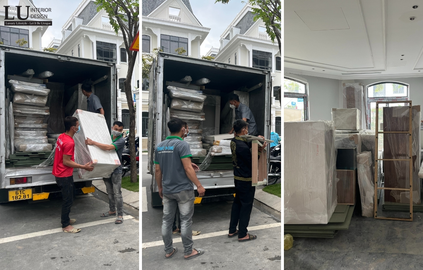 Nội thất được sản xuất tại xưởng và vận chuyển đến công trình