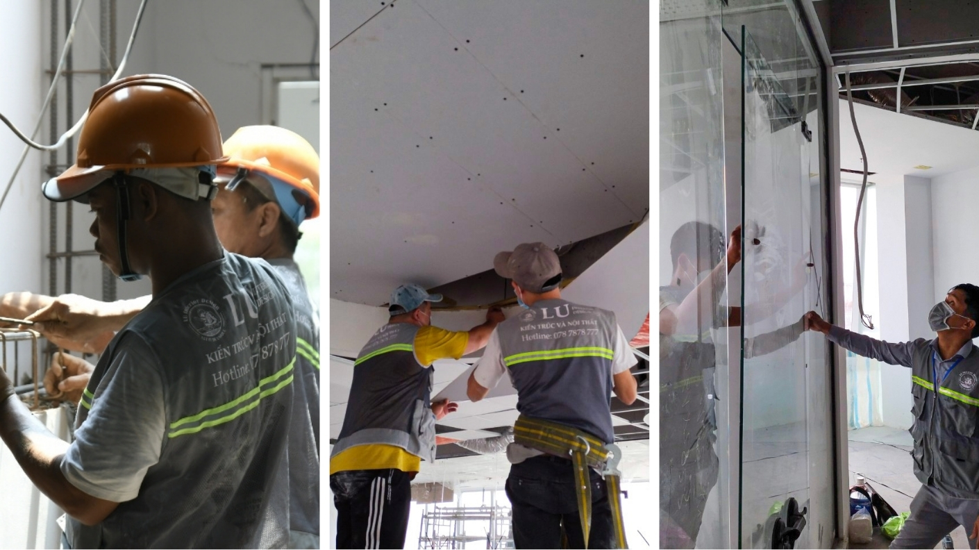 Đội ngũ thi công LU Design chuyên nghiệp, tuân thủ quy trình, tay nghề cao.