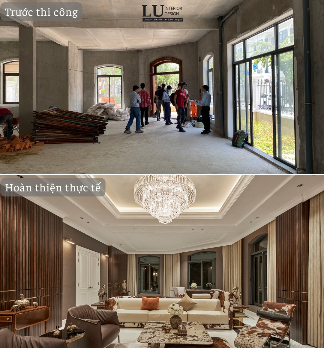Thiết kế thi công nội thất biệt thự Victoria: Phòng khách sang trọng, vẻ đẹp độc bản bởi LU Design
