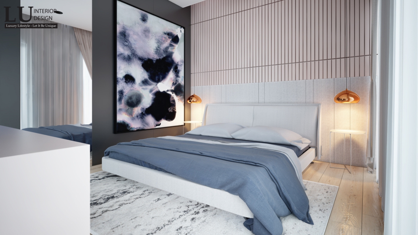 Phòng ngủ con gái phong cách Modern tại Biệt thự Lucasta Khang Điền với thiết kế tối giản