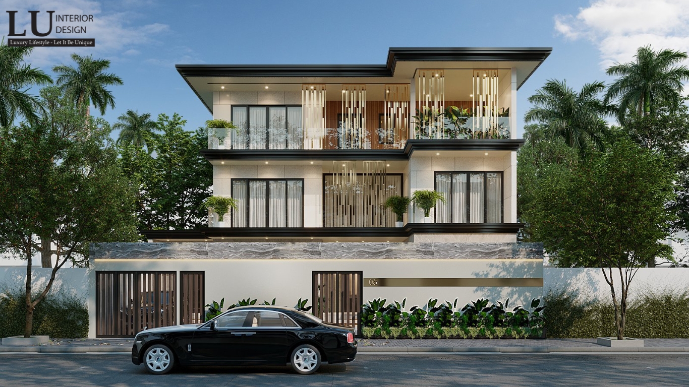 Thiết kế kiến trúc ngoại cảnh biệt thự Phú Mỹ Hưng phong cách Modern Classic